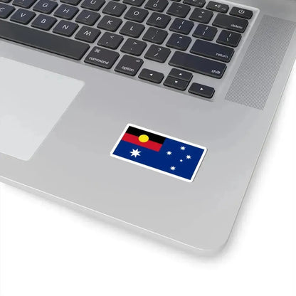 Flag of Australia with Aboriginal flag replacing Union flag (Australia) STICKER Vinyl Kiss-Cut Decal - The Sticker Space