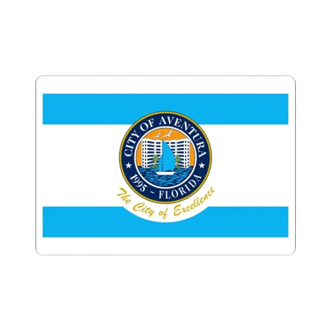 Flag of Aventura Florida (United States) STICKER Vinyl Kiss-Cut Decal 2 Inch White - The Sticker Space