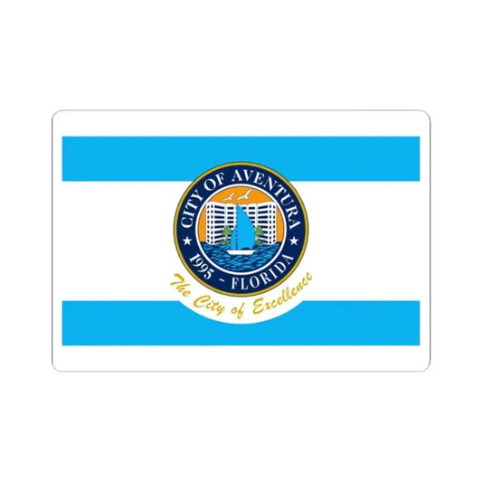 Flag of Aventura Florida (United States) STICKER Vinyl Kiss-Cut Decal 2 Inch White - The Sticker Space