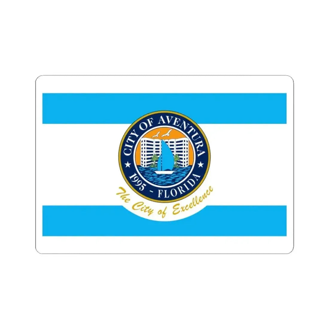 Flag of Aventura Florida (United States) STICKER Vinyl Kiss-Cut Decal 3 Inch White - The Sticker Space