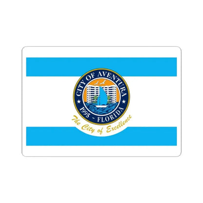 Flag of Aventura Florida (United States) STICKER Vinyl Kiss-Cut Decal 3 Inch White - The Sticker Space