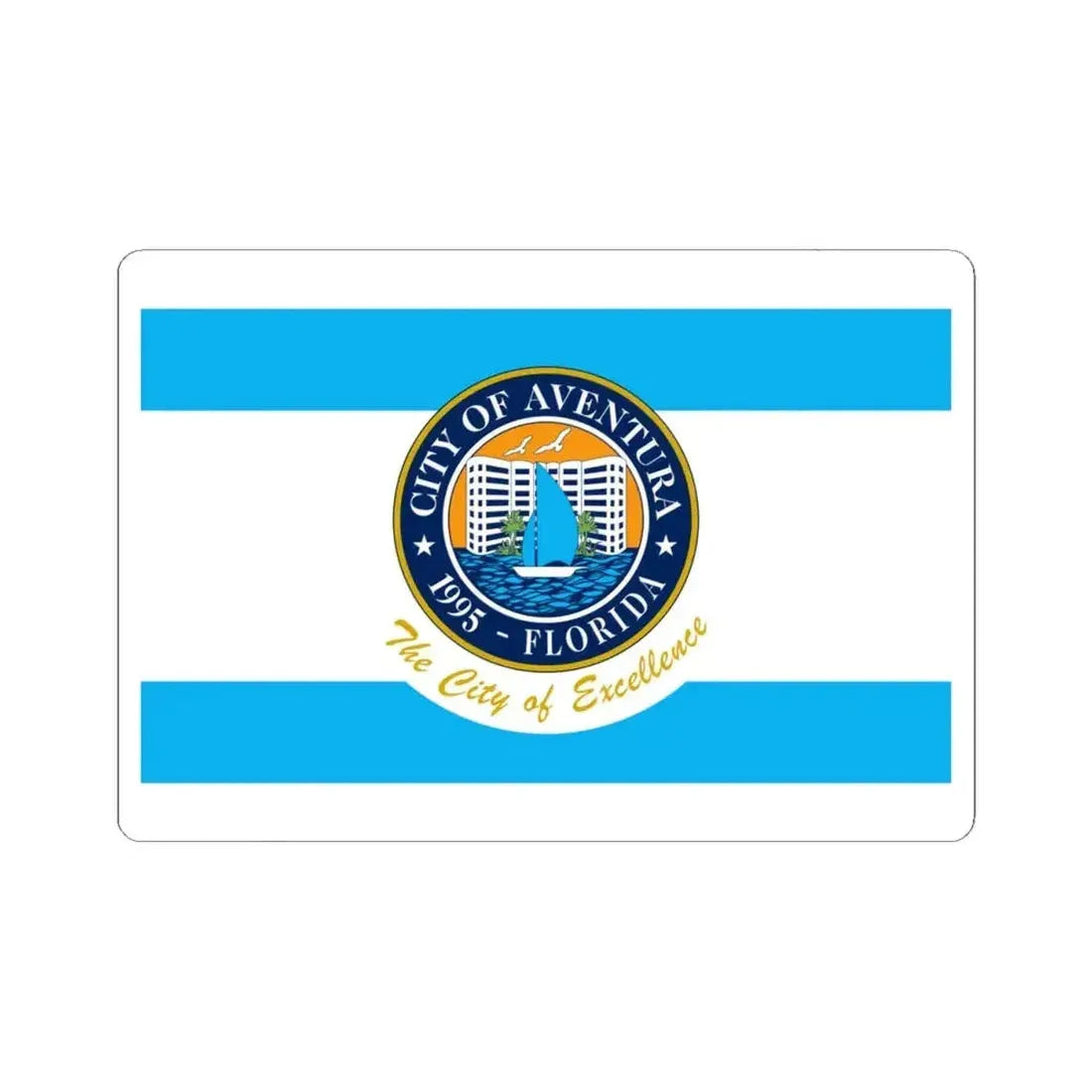 Flag of Aventura Florida (United States) STICKER Vinyl Kiss-Cut Decal 4 Inch White - The Sticker Space