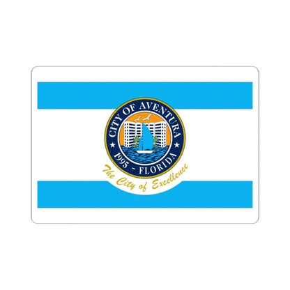 Flag of Aventura Florida (United States) STICKER Vinyl Kiss-Cut Decal 4 Inch White - The Sticker Space