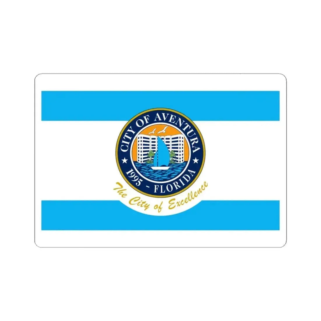 Flag of Aventura Florida (United States) STICKER Vinyl Kiss-Cut Decal 6 Inch White - The Sticker Space