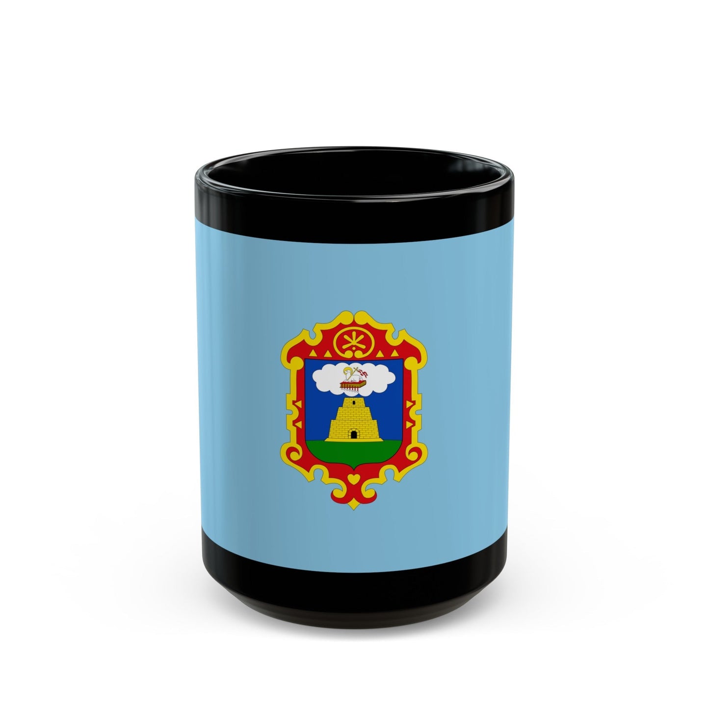 Flag of Ayacucho capital of the Ayacucho Region Peru - Black Coffee Mug-15oz-The Sticker Space