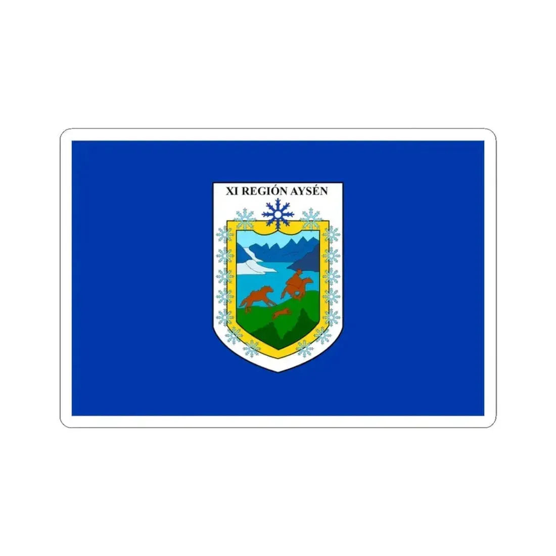 Flag of Aysen Chile blue version (Chile) STICKER Vinyl Kiss-Cut Decal 3 Inch White - The Sticker Space