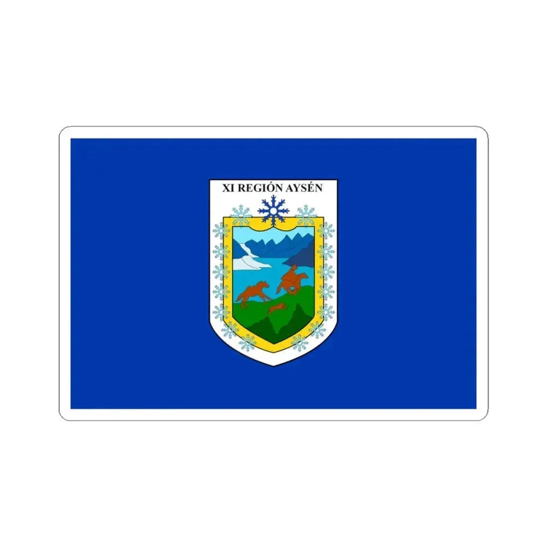 Flag of Aysen Chile blue version (Chile) STICKER Vinyl Kiss-Cut Decal 4 Inch White - The Sticker Space