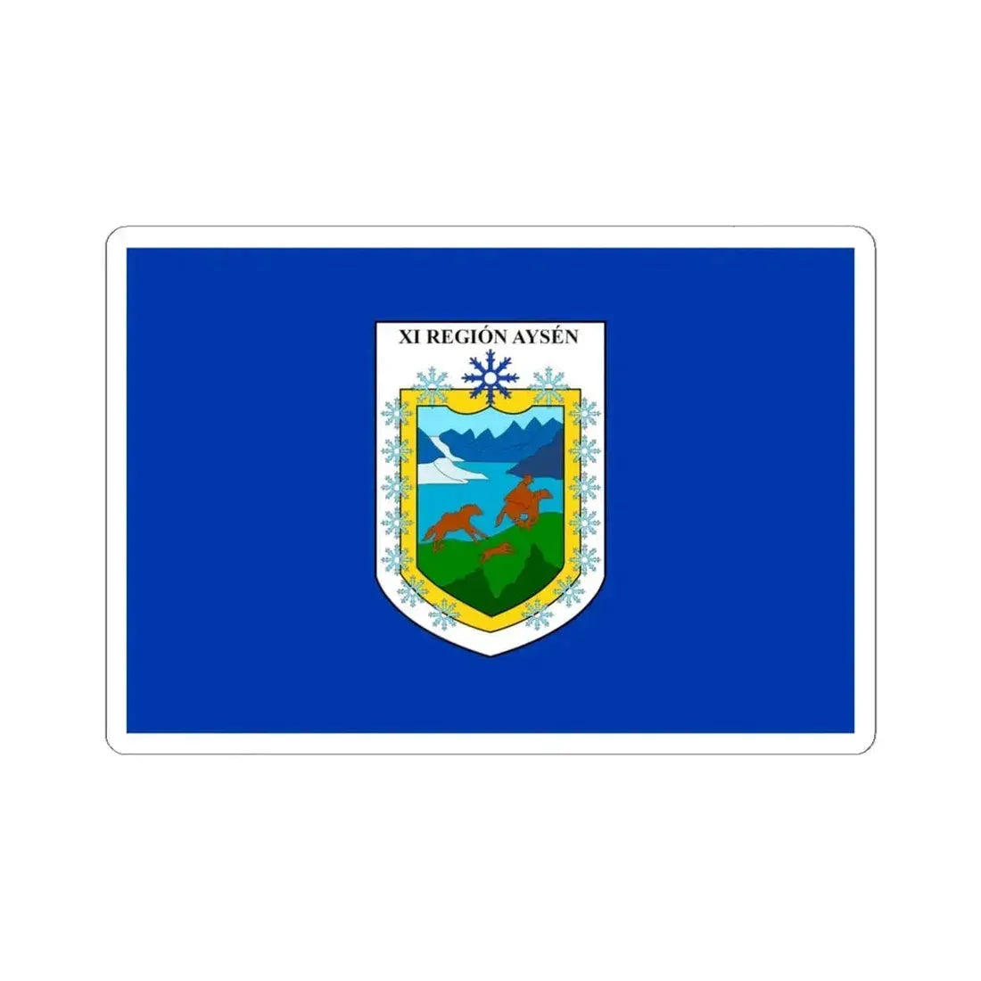 Flag of Aysen Chile blue version (Chile) STICKER Vinyl Kiss-Cut Decal 6 Inch White - The Sticker Space