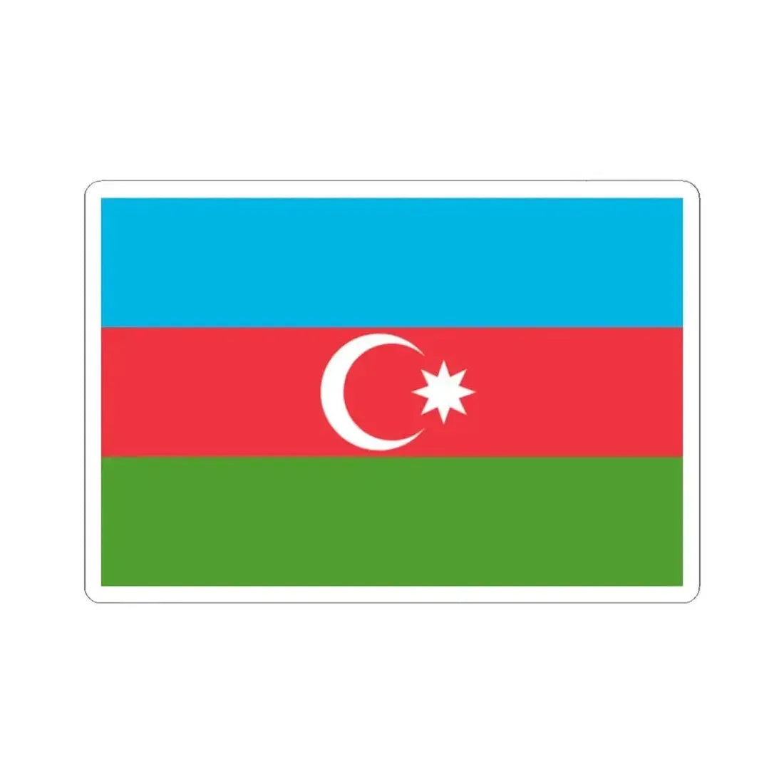 Flag of Azerbaijan 3-2 (Azerbaijan) STICKER Vinyl Kiss-Cut Decal 2 Inch White - The Sticker Space