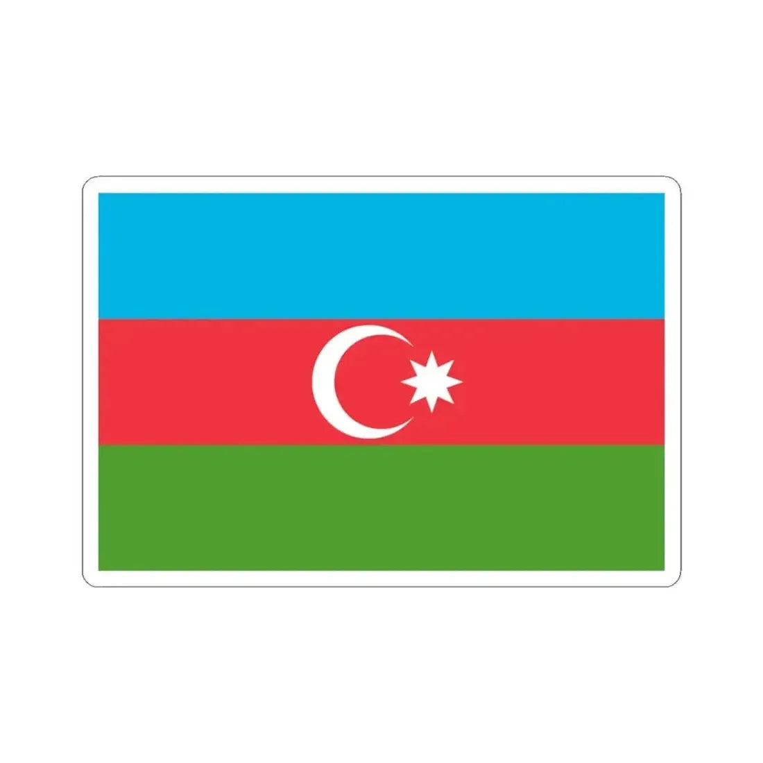 Flag of Azerbaijan 3-2 (Azerbaijan) STICKER Vinyl Kiss-Cut Decal 3 Inch White - The Sticker Space