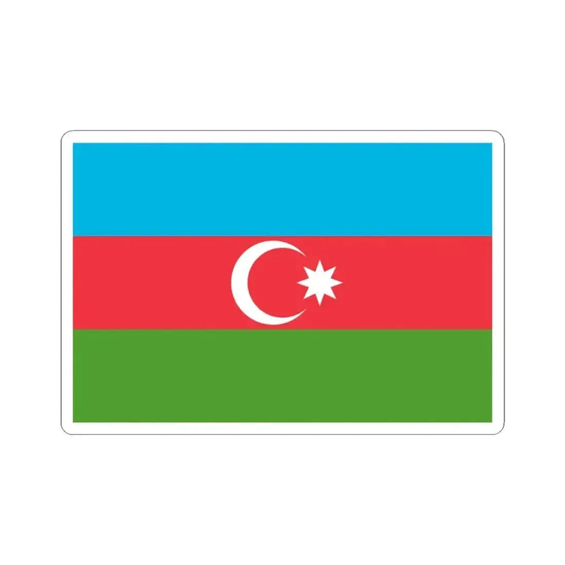 Flag of Azerbaijan 3-2 (Azerbaijan) STICKER Vinyl Kiss-Cut Decal 4 Inch White - The Sticker Space