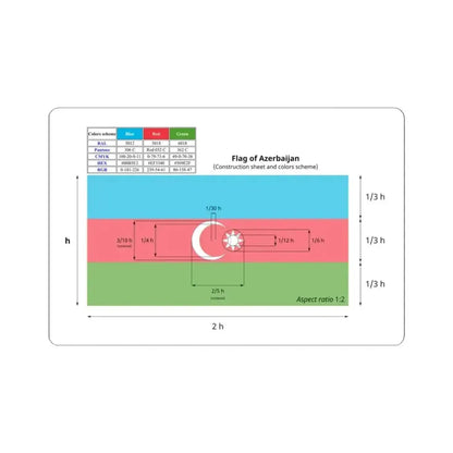 Flag of Azerbaijan construction sheet (Azerbaijan) STICKER Vinyl Kiss-Cut Decal 3 Inch White - The Sticker Space