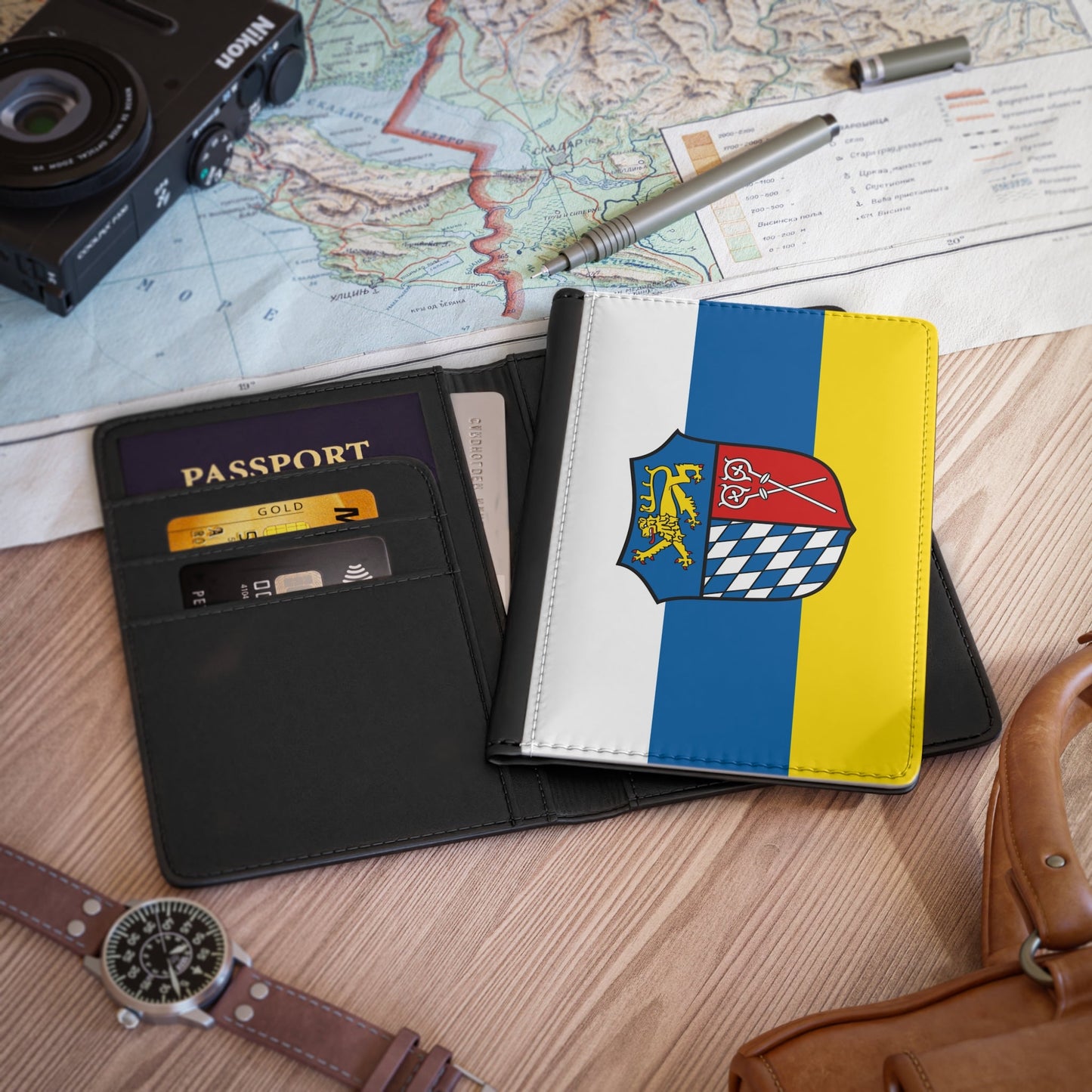 Flag of Bad Tölz Wolfratshausen Germany - Passport Holder-3.9" x 5.8"-The Sticker Space