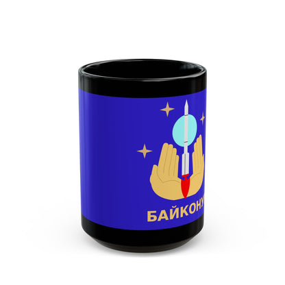 Flag of Baikonur Kazakhstan - Black Coffee Mug-15oz-The Sticker Space