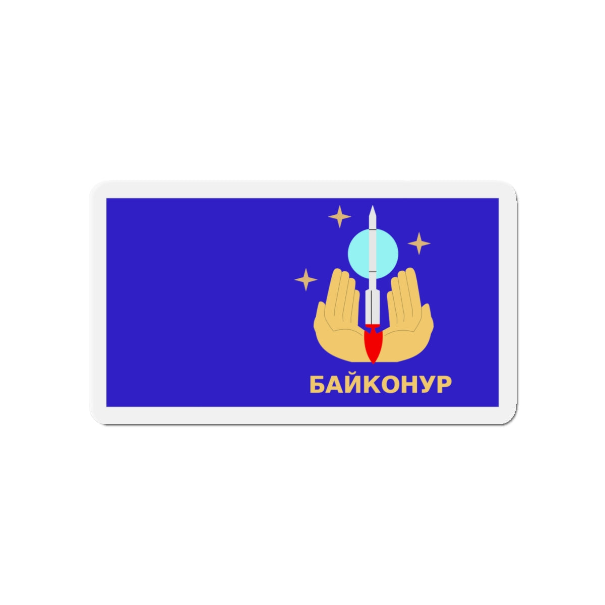 Flag of Baikonur Kazakhstan - Die-Cut Magnet-4" x 4"-The Sticker Space