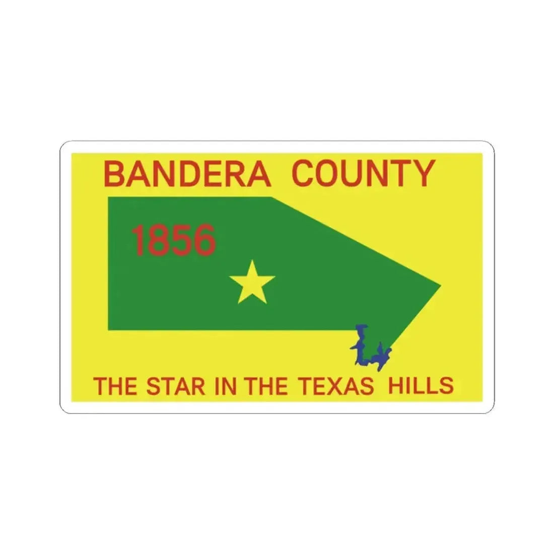 Flag of Bandera County Texas (United States) STICKER Vinyl Kiss-Cut Decal 2 Inch White - The Sticker Space