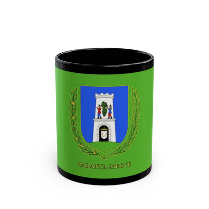 Flag of Baranya County Hungary - Black Coffee Mug-11oz-The Sticker Space