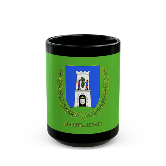 Flag of Baranya County Hungary - Black Coffee Mug-15oz-The Sticker Space