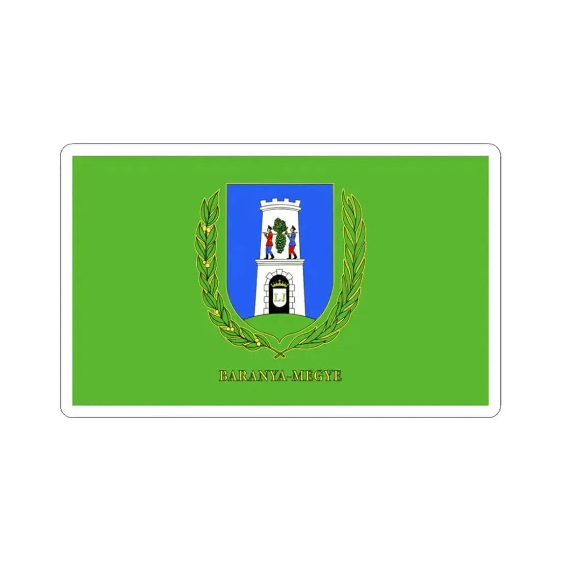 Flag of Baranya County Hungary - STICKER Vinyl Kiss-Cut Decal 3 Inch White - The Sticker Space
