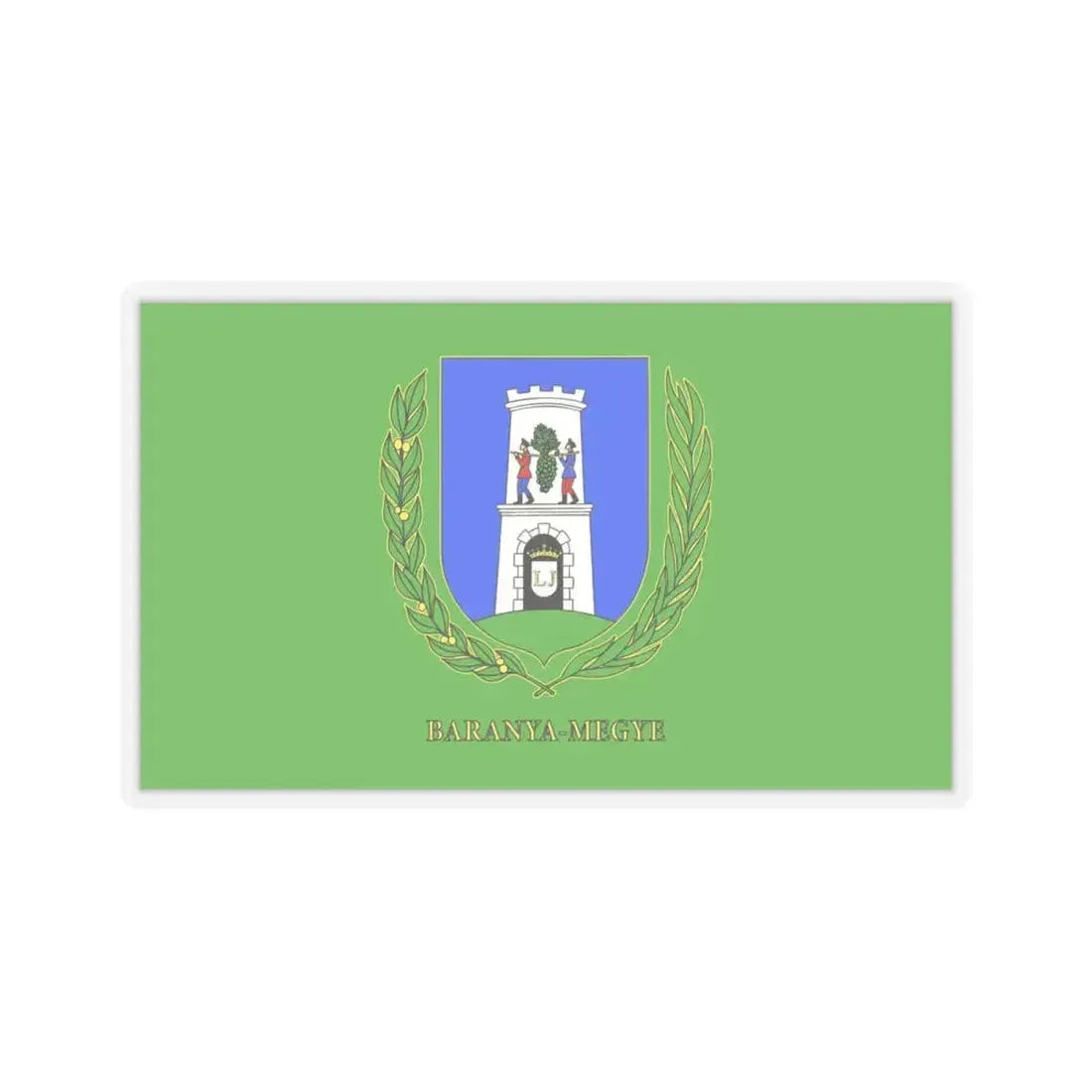 Flag of Baranya County Hungary - STICKER Vinyl Kiss-Cut Decal 4 Inch Transparent - The Sticker Space