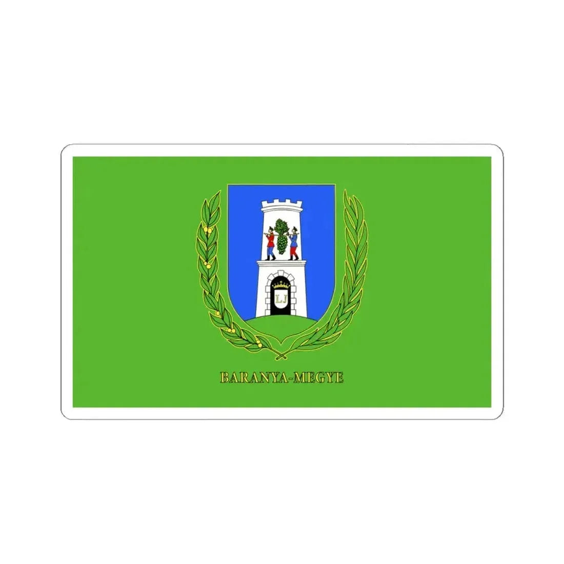 Flag of Baranya County Hungary - STICKER Vinyl Kiss-Cut Decal 4 Inch White - The Sticker Space