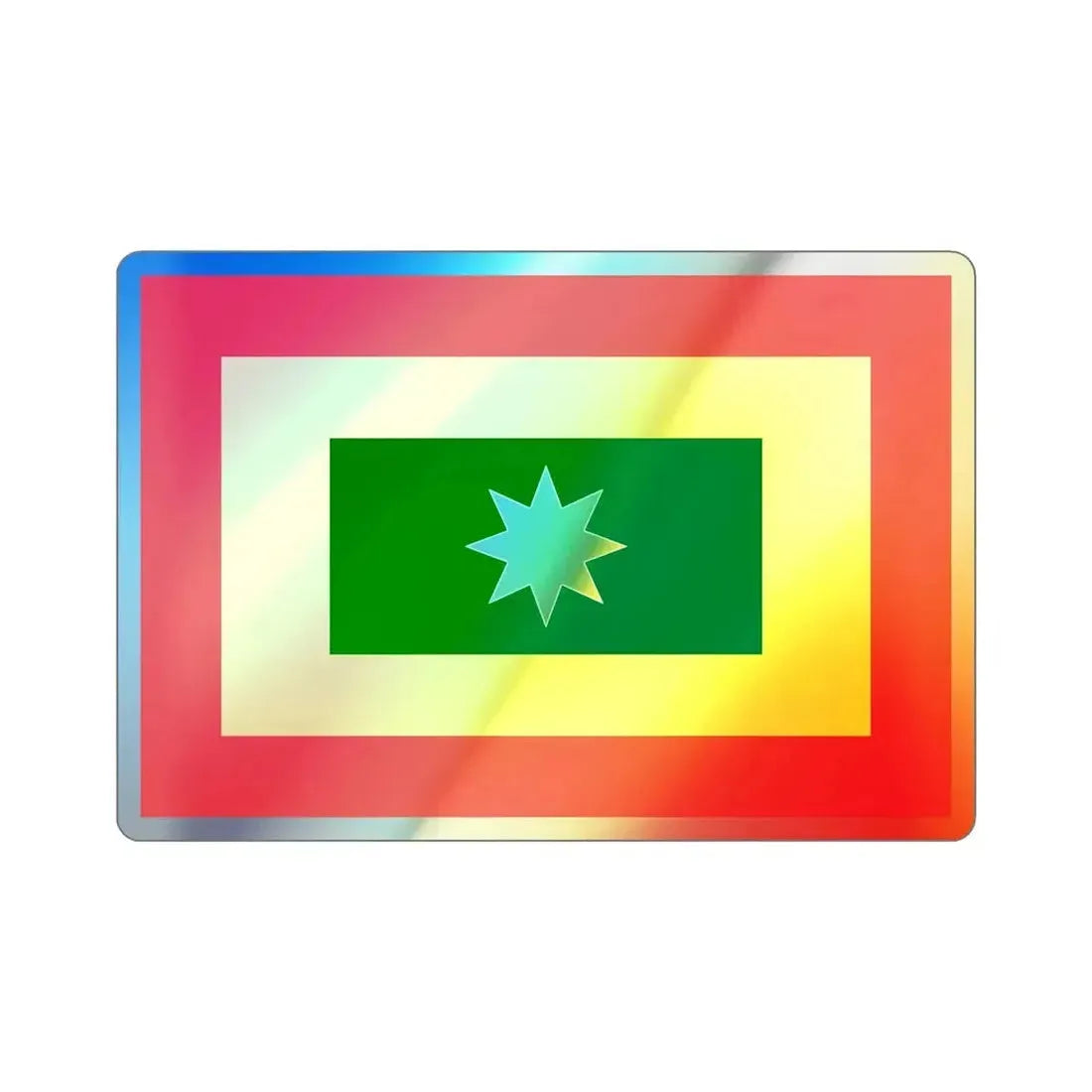 Flag of Barranquilla Atlántico Colombia Holographic STICKER Die-Cut Vinyl Decal 4 Inch Holographic - The Sticker Space