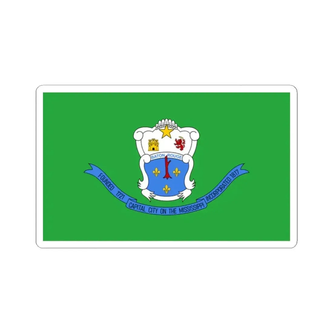 Flag of Baton Rouge Louisiana 1968-1995 (United States) STICKER Vinyl Kiss-Cut Decal 2 Inch White - The Sticker Space