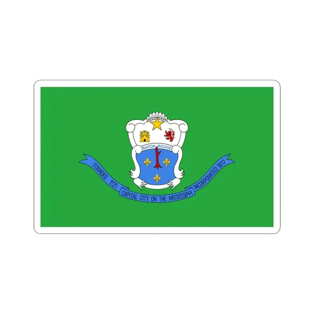 Flag of Baton Rouge Louisiana 1968-1995 (United States) STICKER Vinyl Kiss-Cut Decal 3 Inch White - The Sticker Space