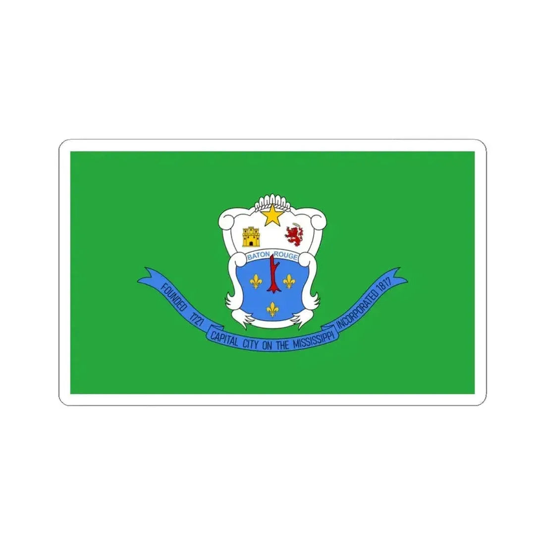 Flag of Baton Rouge Louisiana 1968-1995 (United States) STICKER Vinyl Kiss-Cut Decal 4 Inch White - The Sticker Space
