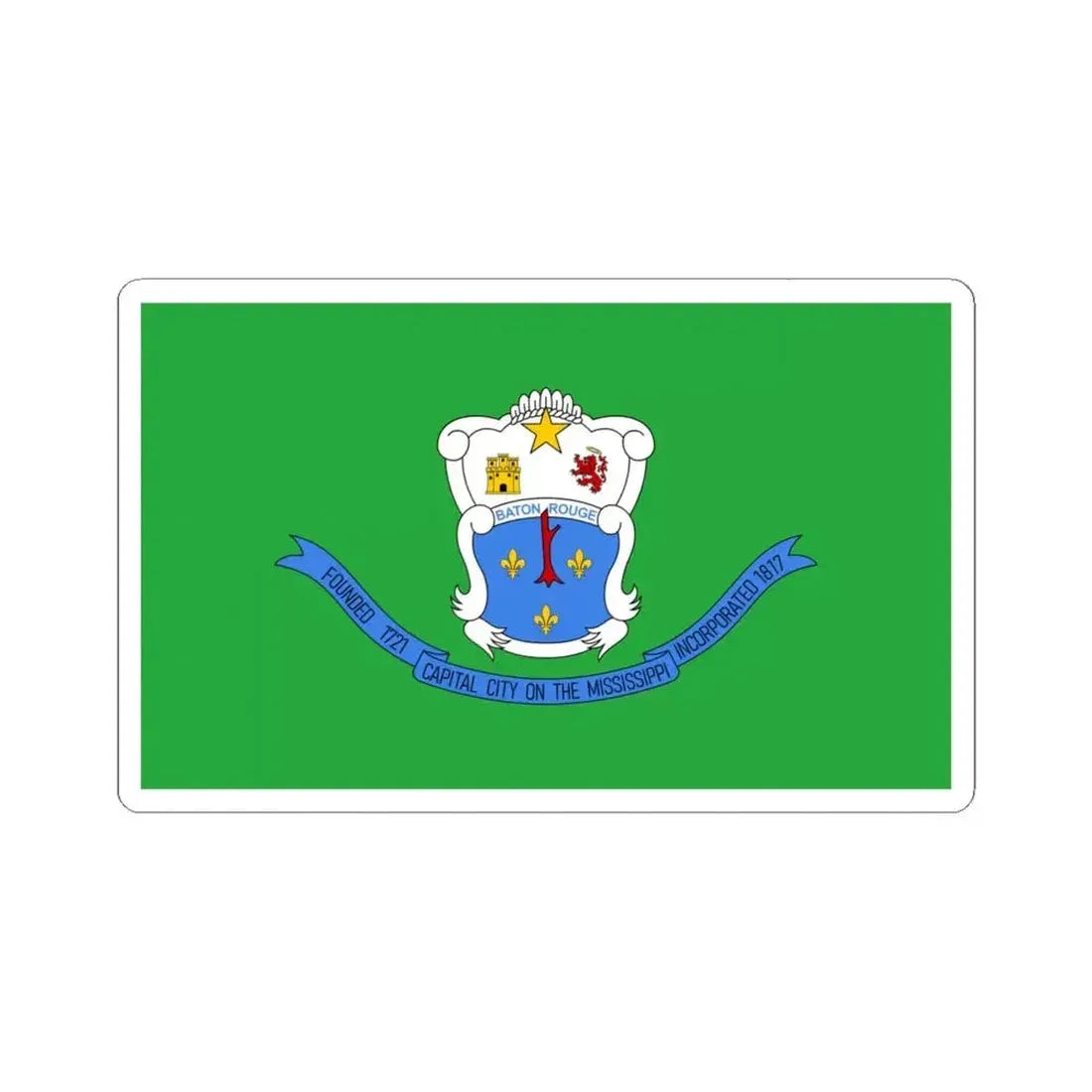 Flag of Baton Rouge Louisiana 1968-1995 (United States) STICKER Vinyl Kiss-Cut Decal 6 Inch White - The Sticker Space