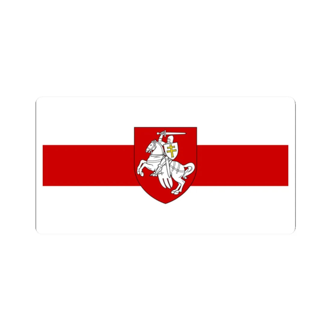 Flag of Belarus 1918 1991-1995 with historic coat of arms (Belarus) (Coat of Arms) STICKER Vinyl Kiss-Cut Decal 2 Inch White - The Sticker Space