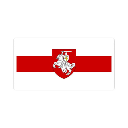 Flag of Belarus 1918 1991-1995 with historic coat of arms (Belarus) (Coat of Arms) STICKER Vinyl Kiss-Cut Decal 2 Inch White - The Sticker Space