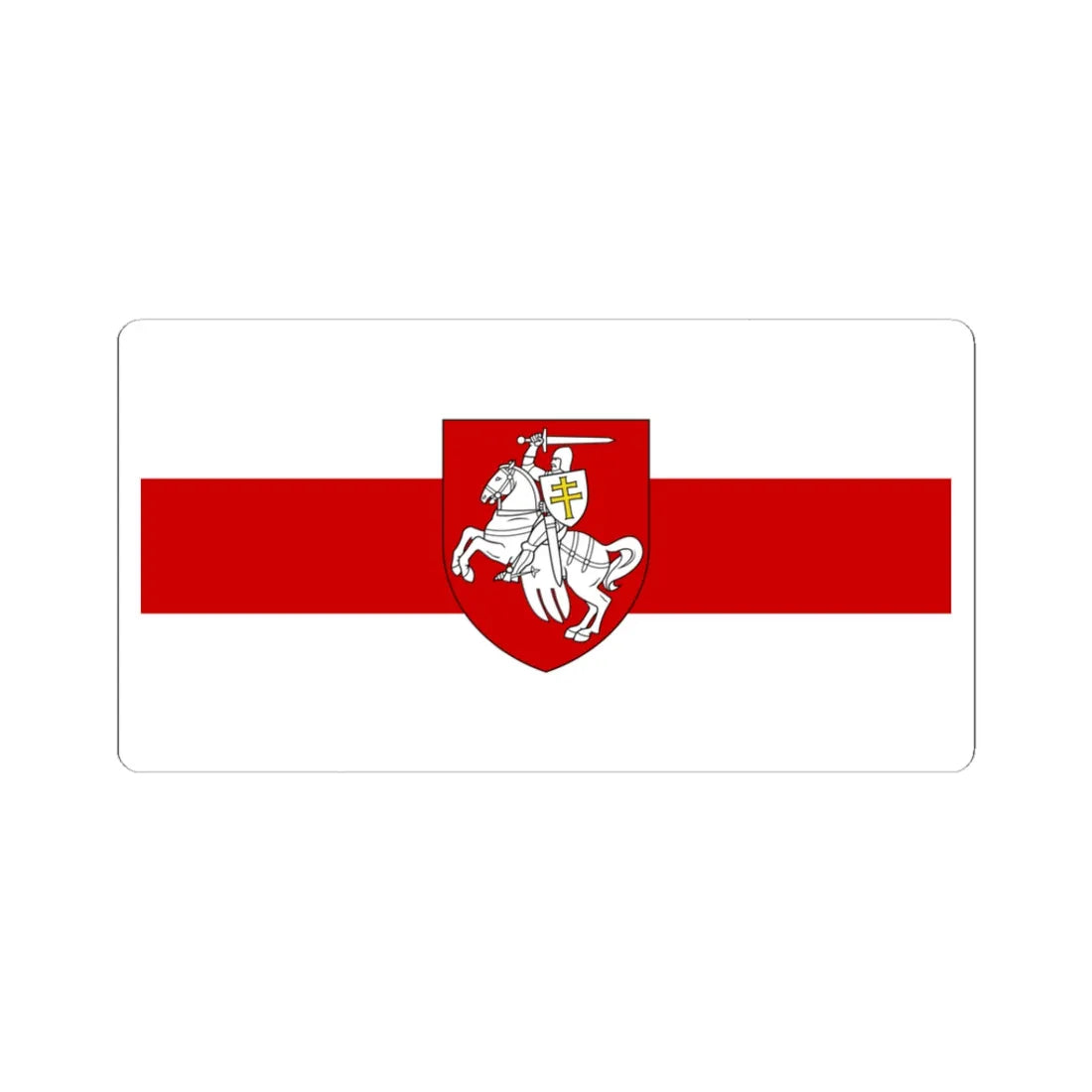 Flag of Belarus 1918 1991-1995 with historic coat of arms (Belarus) (Coat of Arms) STICKER Vinyl Kiss-Cut Decal 3 Inch White - The Sticker Space