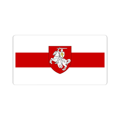 Flag of Belarus 1918 1991-1995 with historic coat of arms (Belarus) (Coat of Arms) STICKER Vinyl Kiss-Cut Decal 4 Inch White - The Sticker Space
