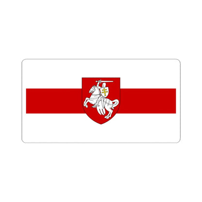 Flag of Belarus 1918 1991-1995 with historic coat of arms (Belarus) (Coat of Arms) STICKER Vinyl Kiss-Cut Decal 6 Inch White - The Sticker Space