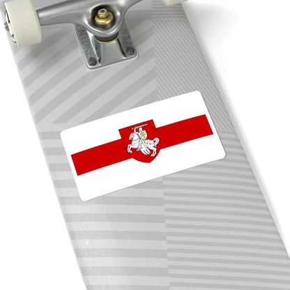 Flag of Belarus 1918 1991-1995 with historic coat of arms (Belarus) (Coat of Arms) STICKER Vinyl Kiss-Cut Decal - The Sticker Space
