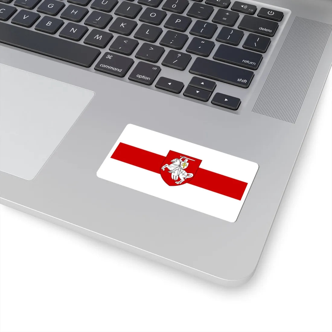 Flag of Belarus 1918 1991-1995 with historic coat of arms (Belarus) (Coat of Arms) STICKER Vinyl Kiss-Cut Decal - The Sticker Space