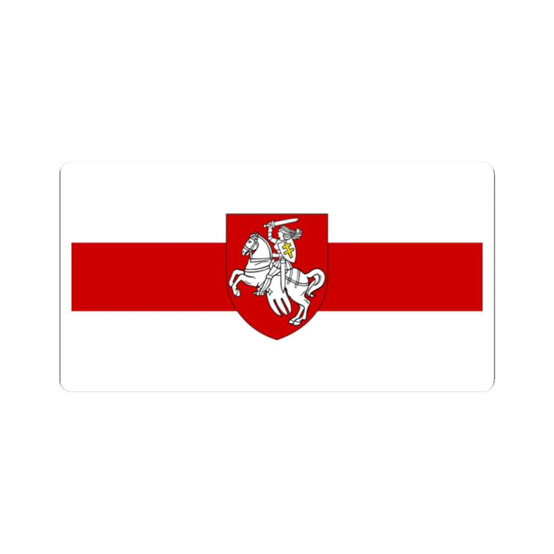 Flag of Belarus 1918 1991-1995 with Pahonia womens version (Belarus) (Coat of Arms) STICKER Vinyl Kiss-Cut Decal 2 Inch White - The Sticker Space