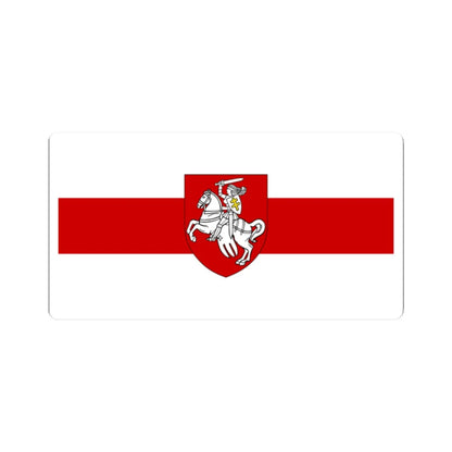 Flag of Belarus 1918 1991-1995 with Pahonia womens version (Belarus) (Coat of Arms) STICKER Vinyl Kiss-Cut Decal 2 Inch White - The Sticker Space