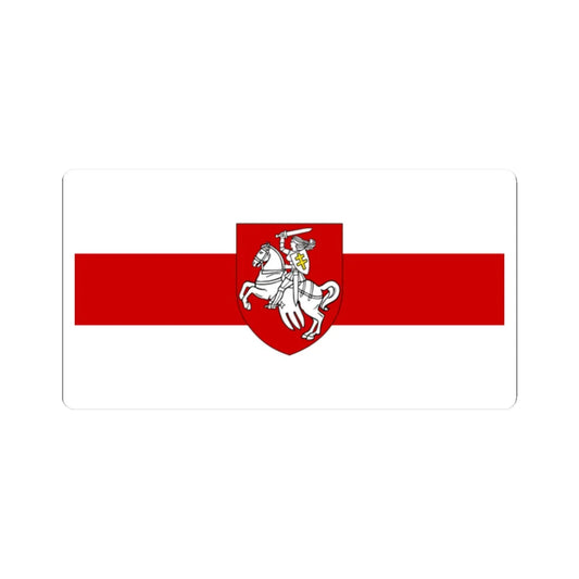 Flag of Belarus 1918 1991-1995 with Pahonia womens version (Belarus) (Coat of Arms) STICKER Vinyl Kiss-Cut Decal 2 Inch White - The Sticker Space