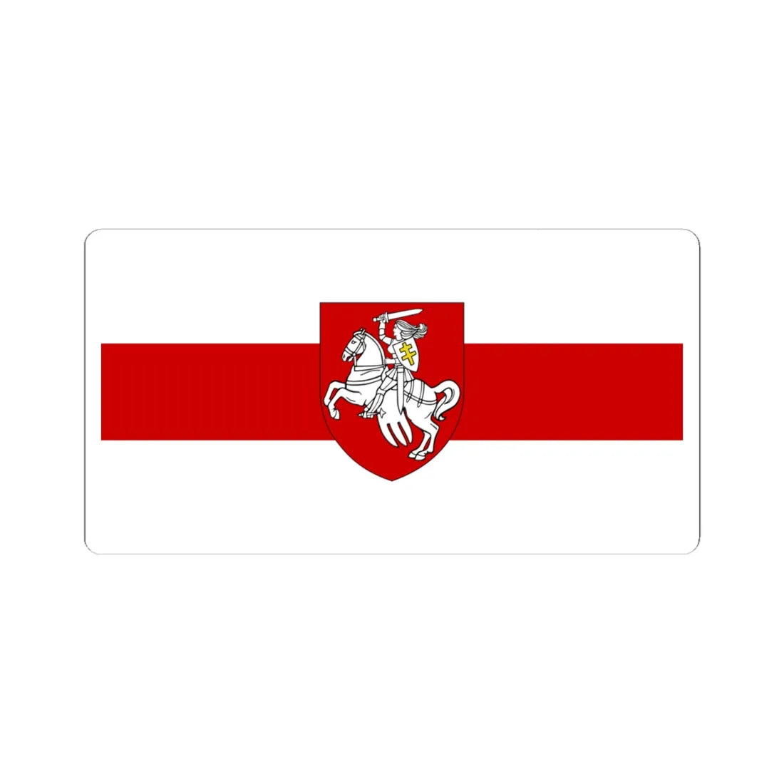 Flag of Belarus 1918 1991-1995 with Pahonia womens version (Belarus) (Coat of Arms) STICKER Vinyl Kiss-Cut Decal 4 Inch White - The Sticker Space