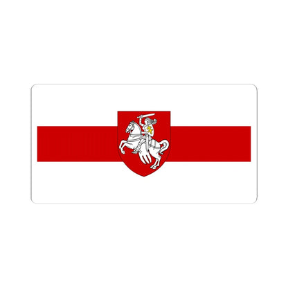 Flag of Belarus 1918 1991-1995 with Pahonia womens version (Belarus) (Coat of Arms) STICKER Vinyl Kiss-Cut Decal 4 Inch White - The Sticker Space