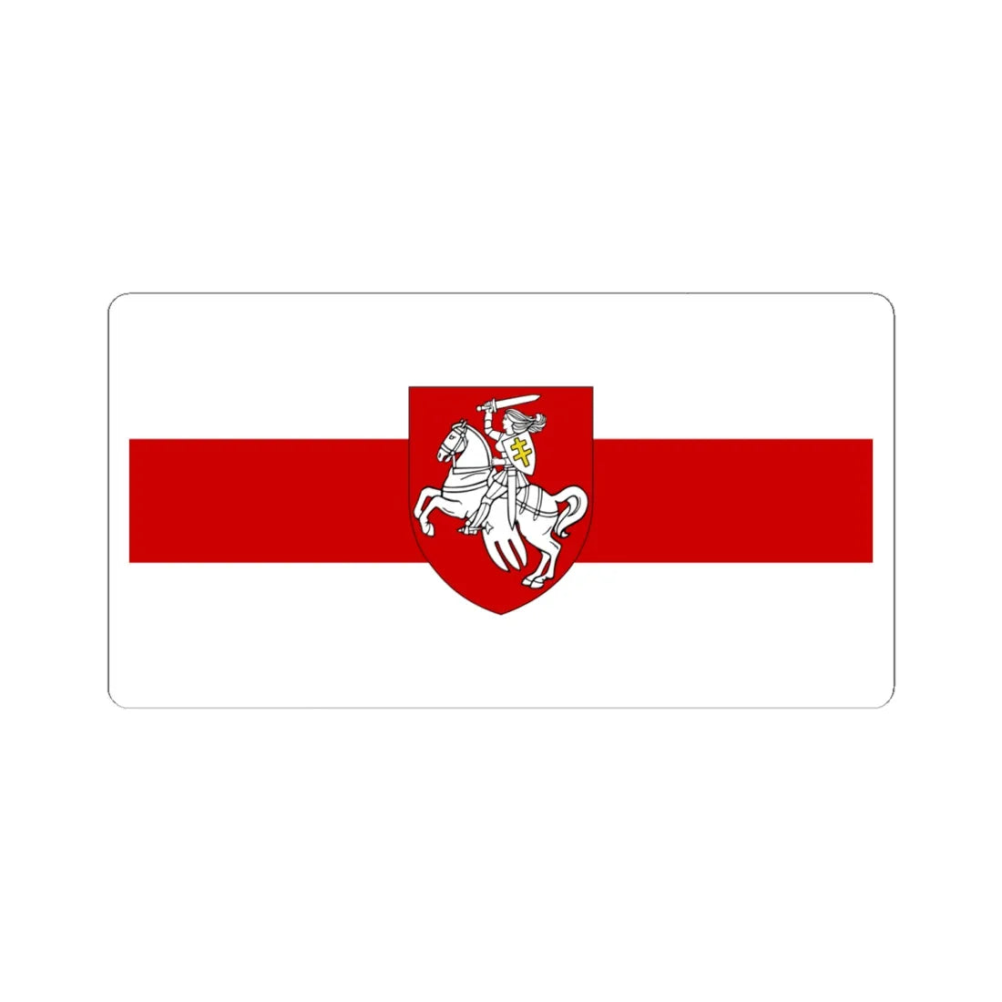 Flag of Belarus 1918 1991-1995 with Pahonia womens version (Belarus) (Coat of Arms) STICKER Vinyl Kiss-Cut Decal 6 Inch White - The Sticker Space