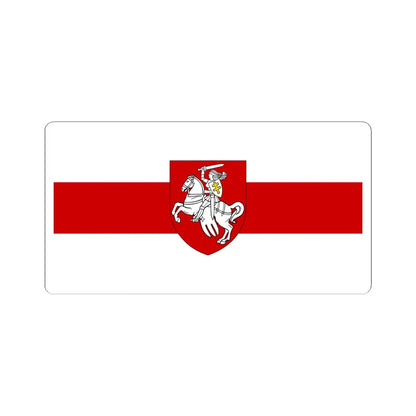 Flag of Belarus 1918 1991-1995 with Pahonia womens version (Belarus) (Coat of Arms) STICKER Vinyl Kiss-Cut Decal 6 Inch White - The Sticker Space