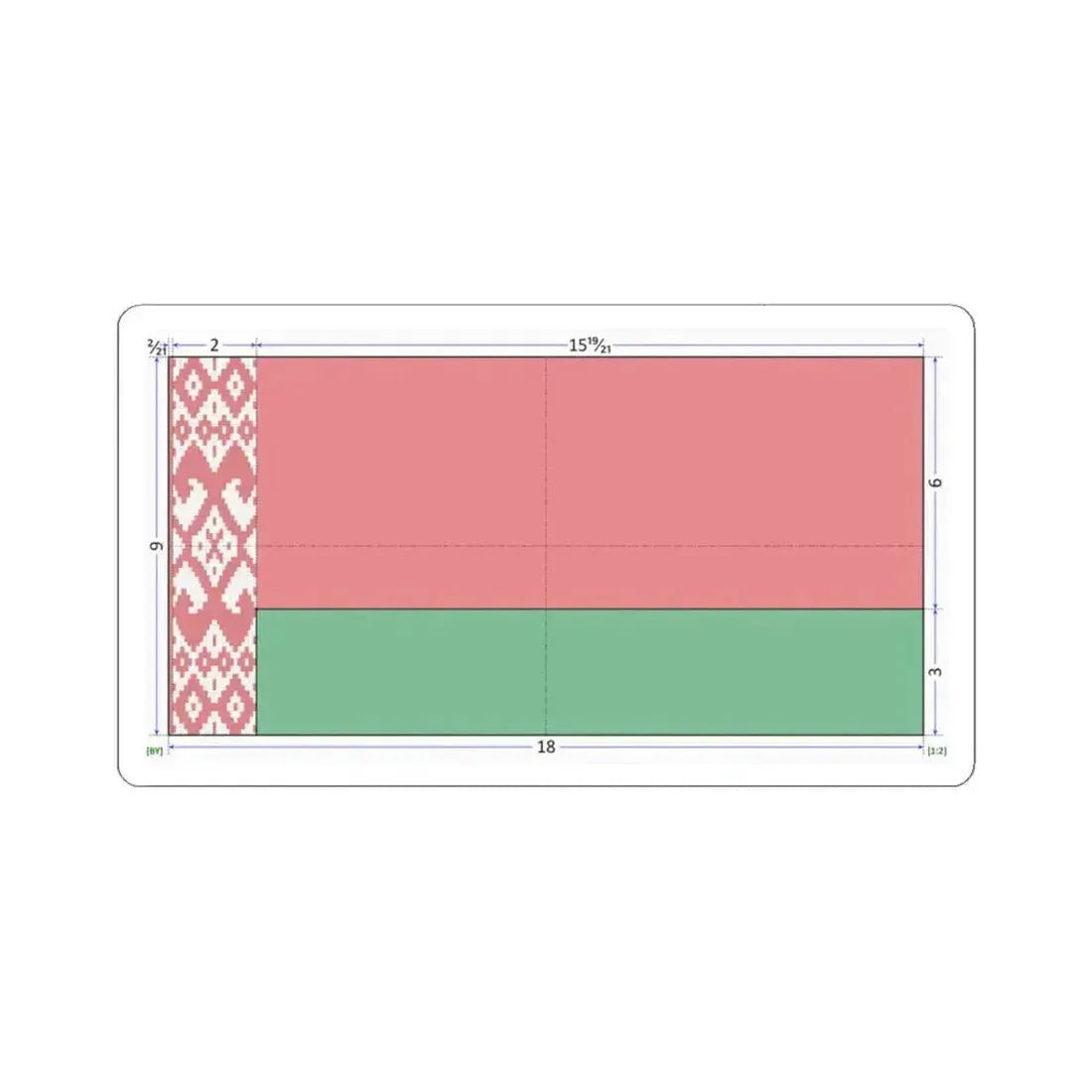 Flag of Belarus construction sheet (Belarus) STICKER Vinyl Kiss-Cut Decal 3 Inch White - The Sticker Space
