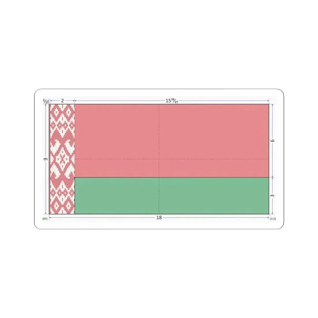 Flag of Belarus construction sheet (Belarus) STICKER Vinyl Kiss-Cut Decal 4 Inch White - The Sticker Space