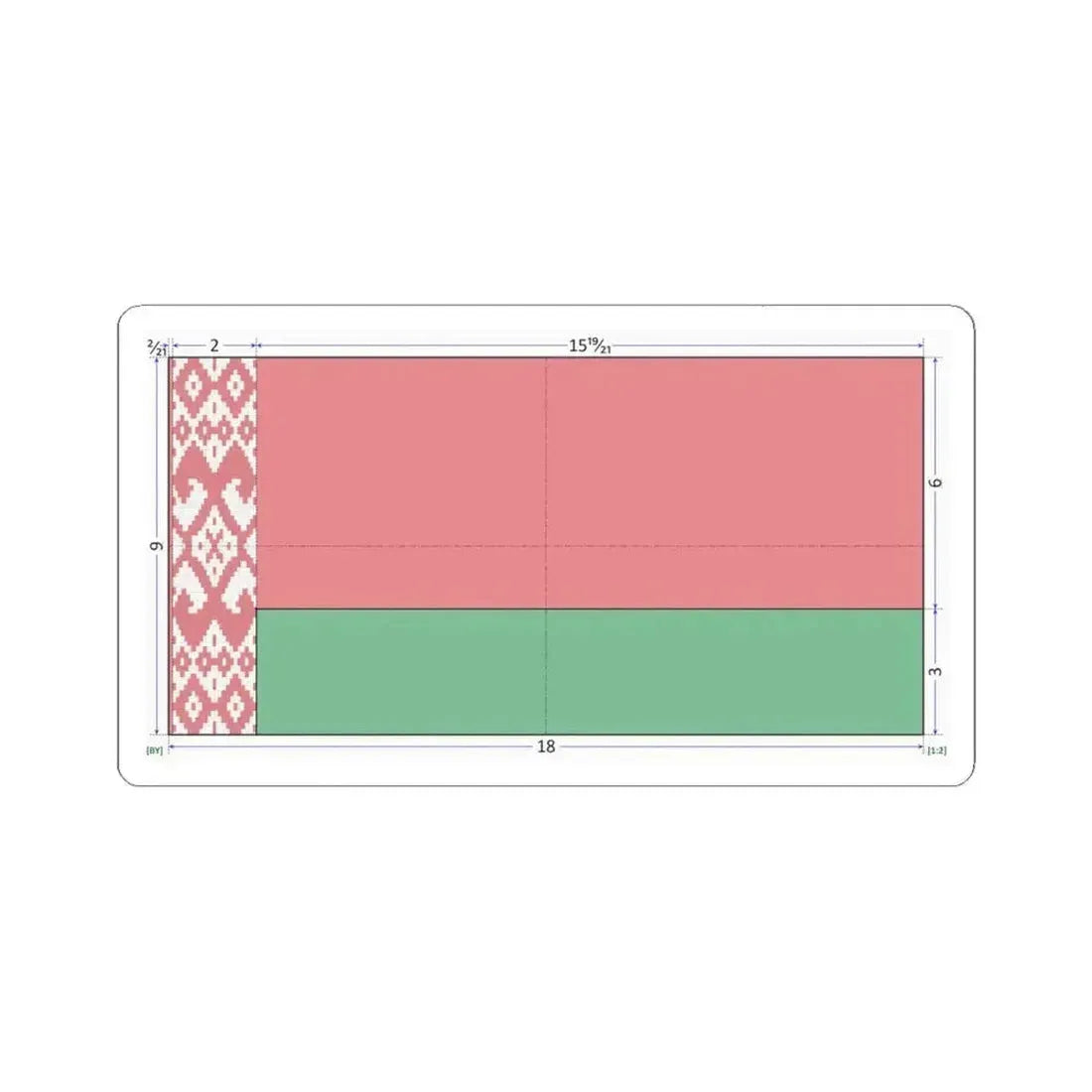 Flag of Belarus construction sheet (Belarus) STICKER Vinyl Kiss-Cut Decal 6 Inch White - The Sticker Space