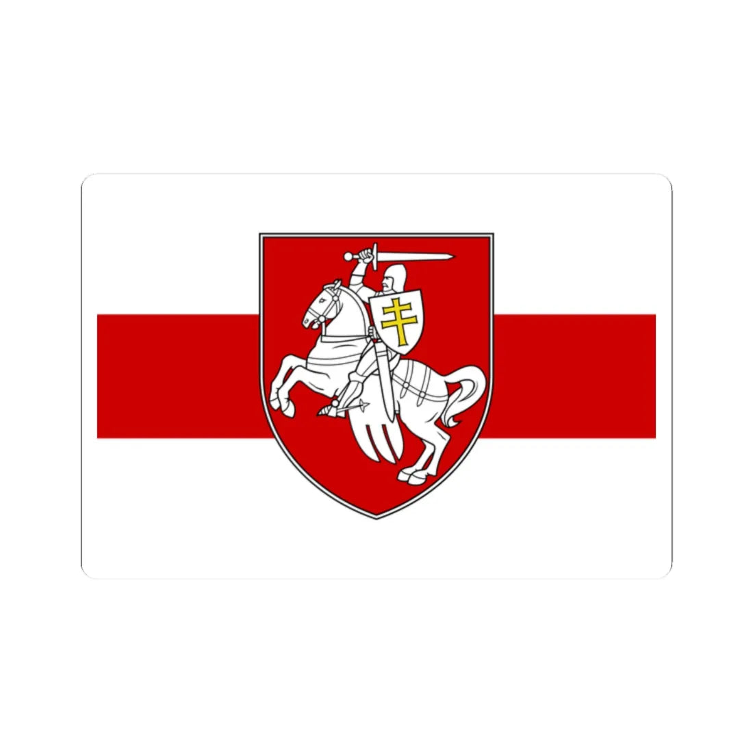 Flag of Belarus w-r-w with Arms 2020 3-2 (Belarus) (Coat of Arms) STICKER Vinyl Kiss-Cut Decal 2 Inch White - The Sticker Space