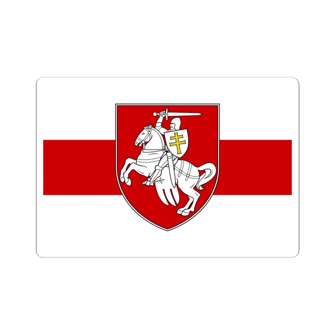 Flag of Belarus w-r-w with Arms 2020 3-2 (Belarus) (Coat of Arms) STICKER Vinyl Kiss-Cut Decal 6 Inch White - The Sticker Space