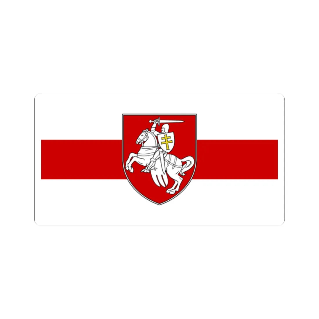 Flag of Belarus w-r-w with Arms 2020 (Belarus) (Coat of Arms) STICKER Vinyl Kiss-Cut Decal 2 Inch White - The Sticker Space